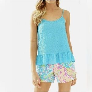 Lilly Pulitzer textured cami with ruffled hem Size Small